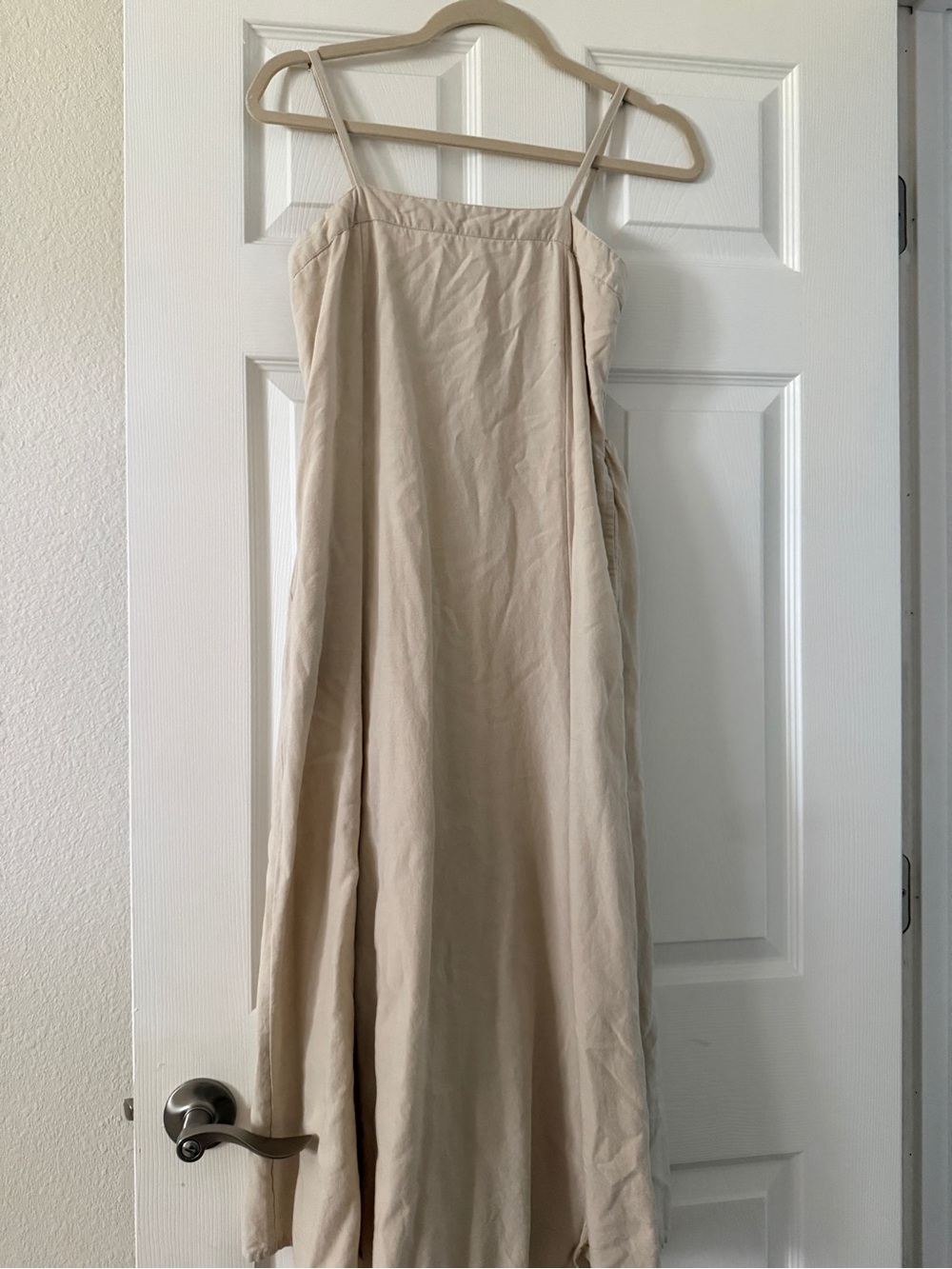 Japna Beige Maxi Slip Dress lined